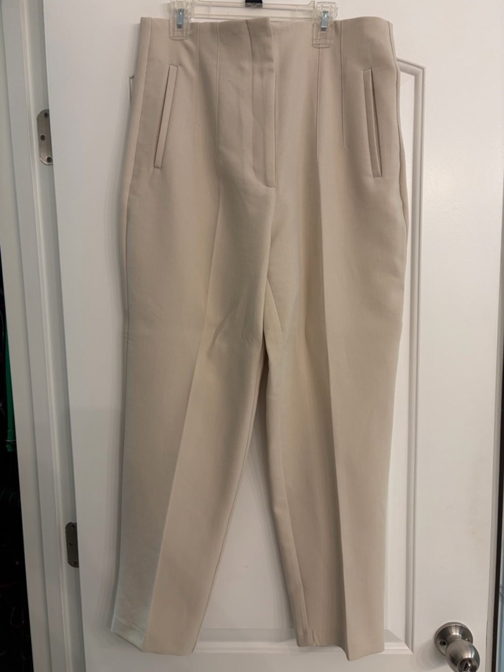 Zara Cream High-Waist Tailored Trousers
